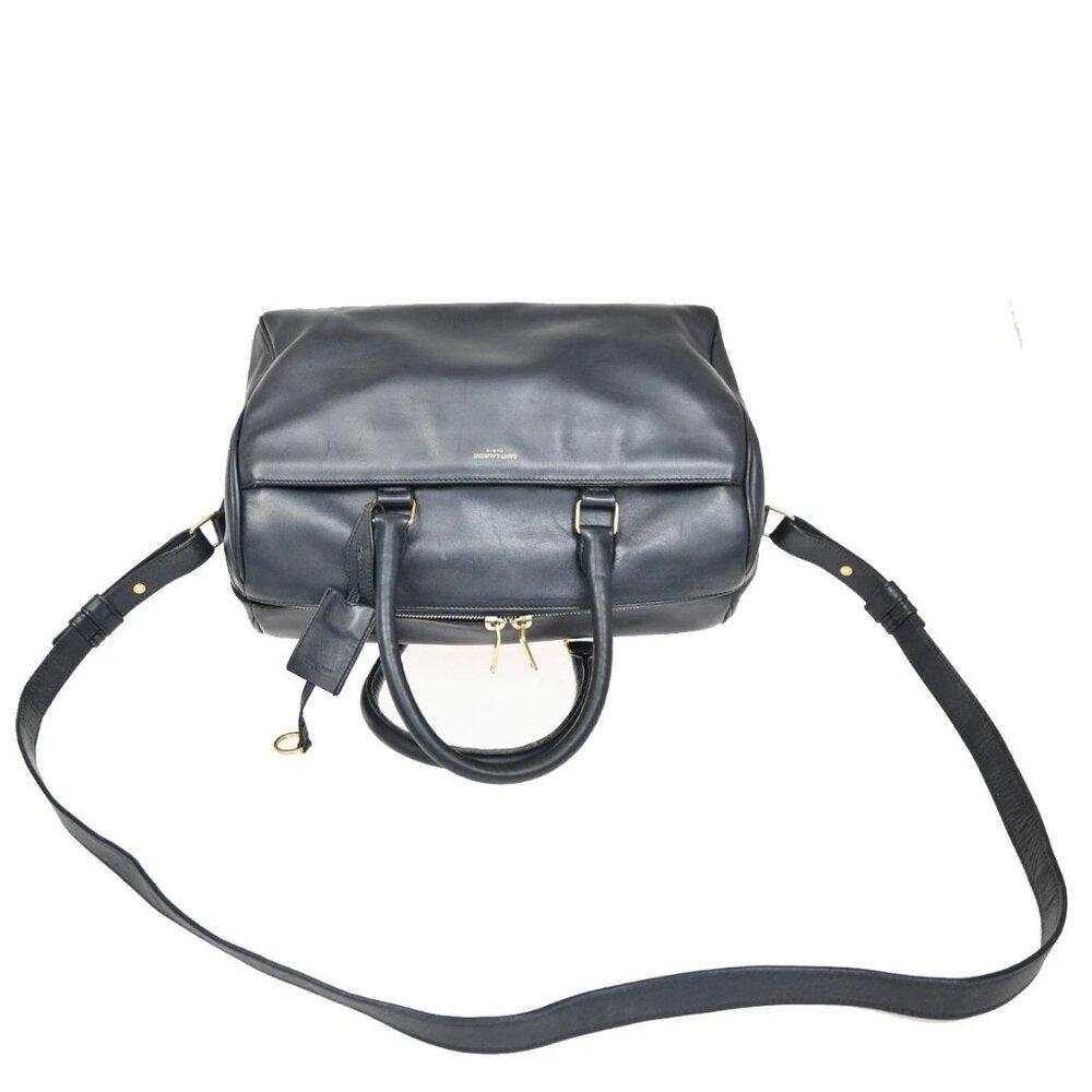 SAINT LAURENT Class Duffle 2way Shoulder Handbag Leather Blue GHW Italy 37ZA042 - Picture 5 of 16
